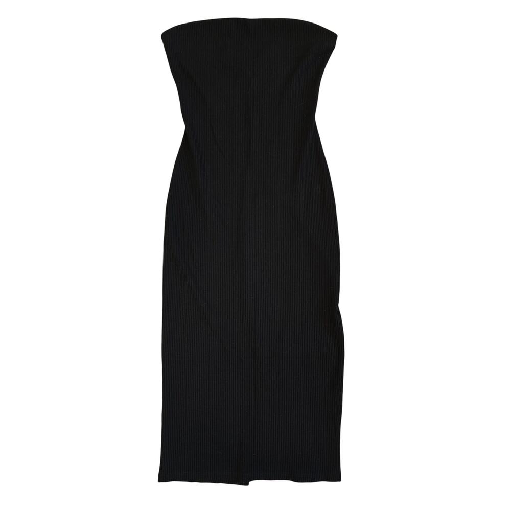 Reformation Black Strapless Ribbed Midi Dress Size Small Women’s Knit Body-Con